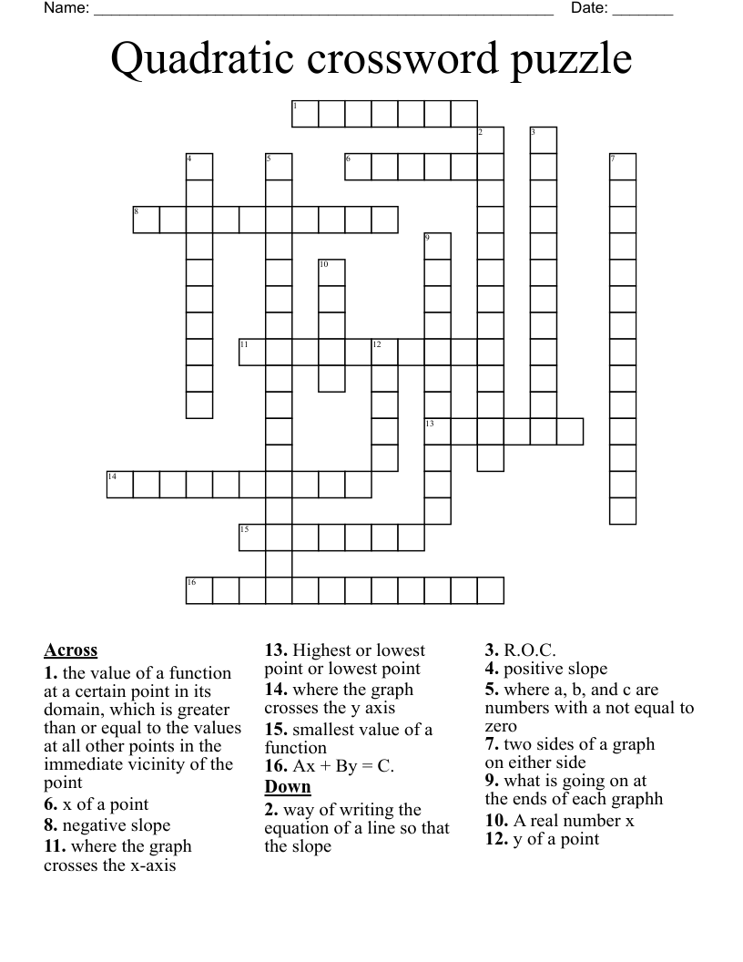 Quadratic crossword puzzle