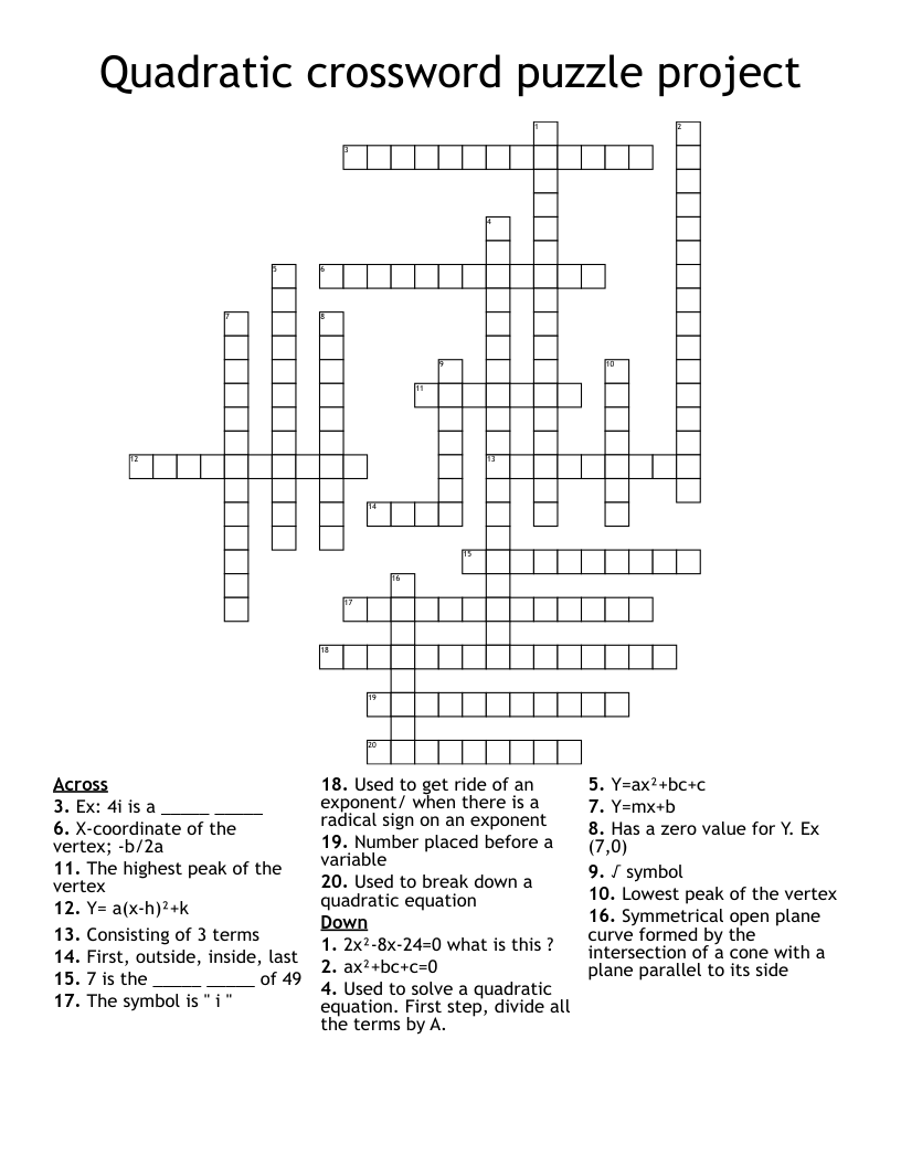 Quadratic crossword puzzle project 