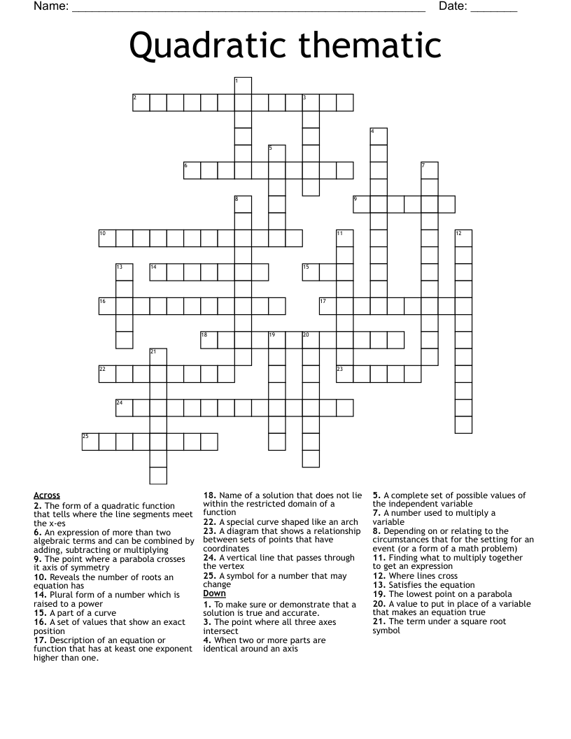 Quadratic thematic Crossword