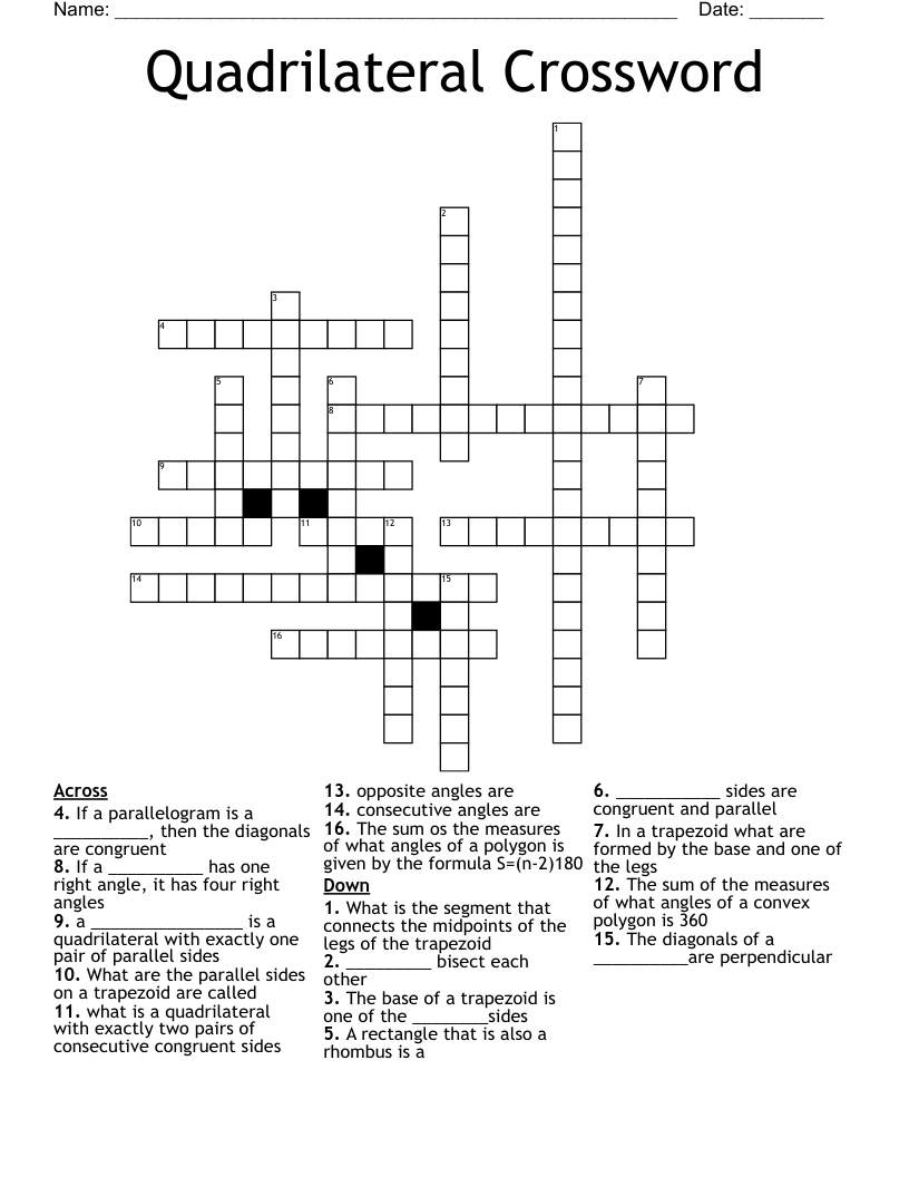 Quadrilateral Crossword