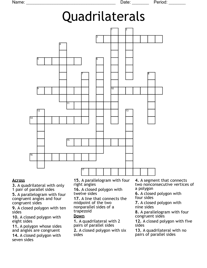 Quadrilaterals Crossword