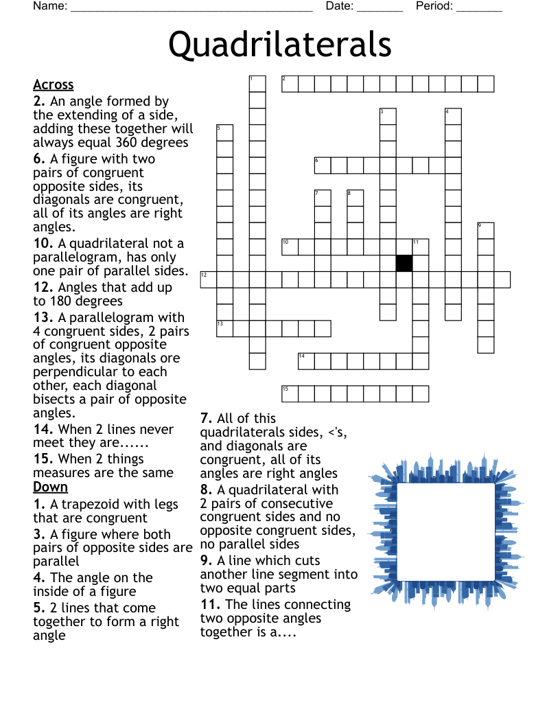 Quadrilaterals  Crossword