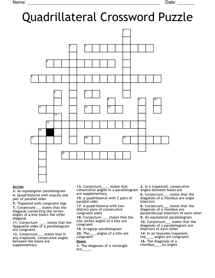 Quadrillateral Crossword Puzzle