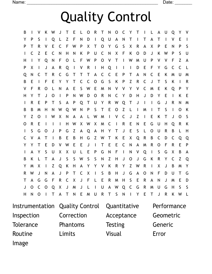 Quality Control Word Search
