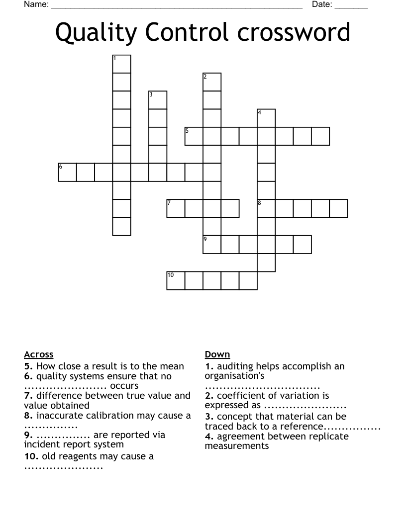 Quality Control crossword