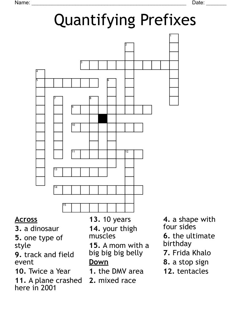 Quantifying Prefixes Crossword