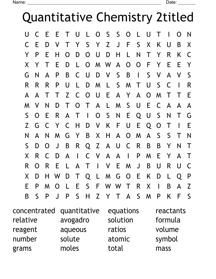 Quantitative Chemistry 2titled Word Search