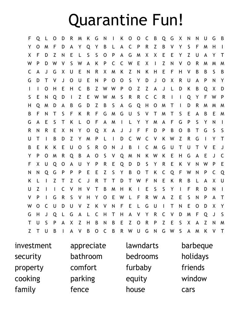 Quarantine Fun! Word Search
