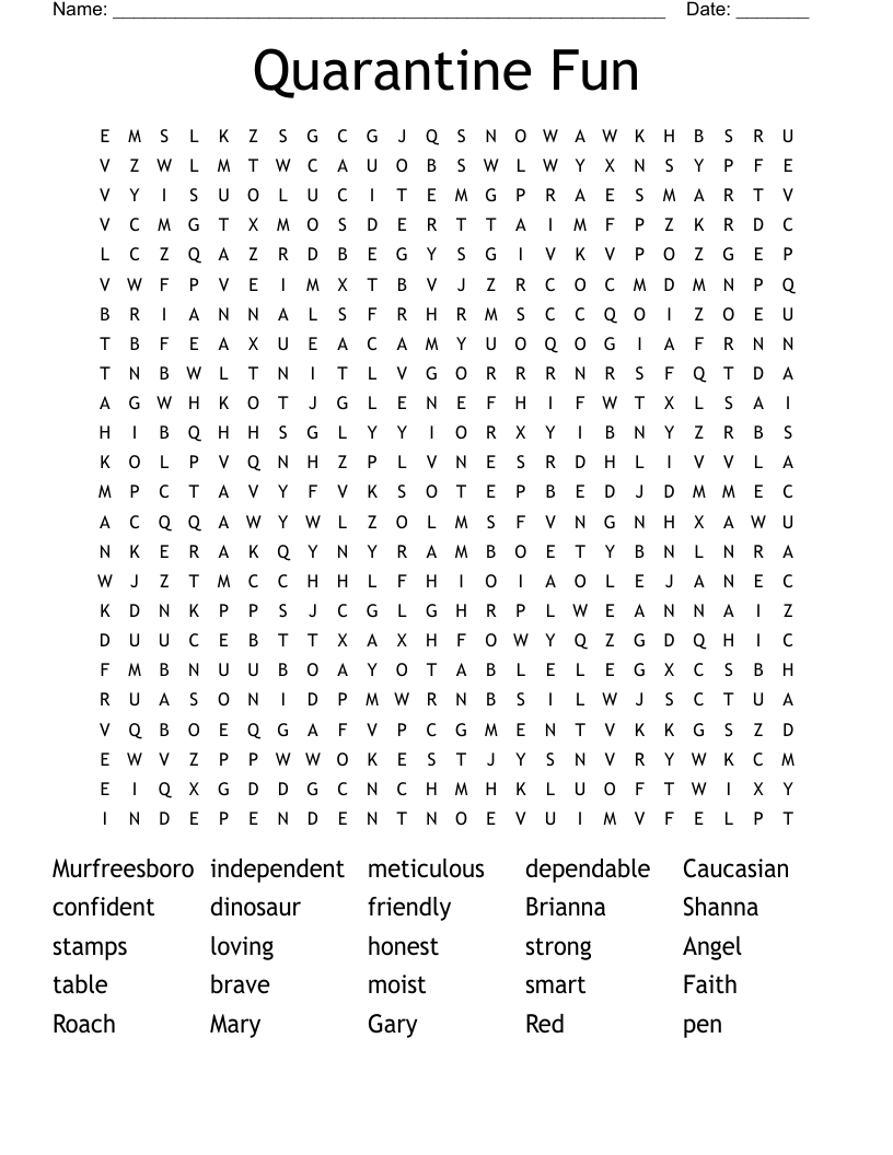 Quarantine Fun Word Search
