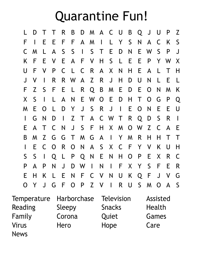 Quarantine Fun! Word Search