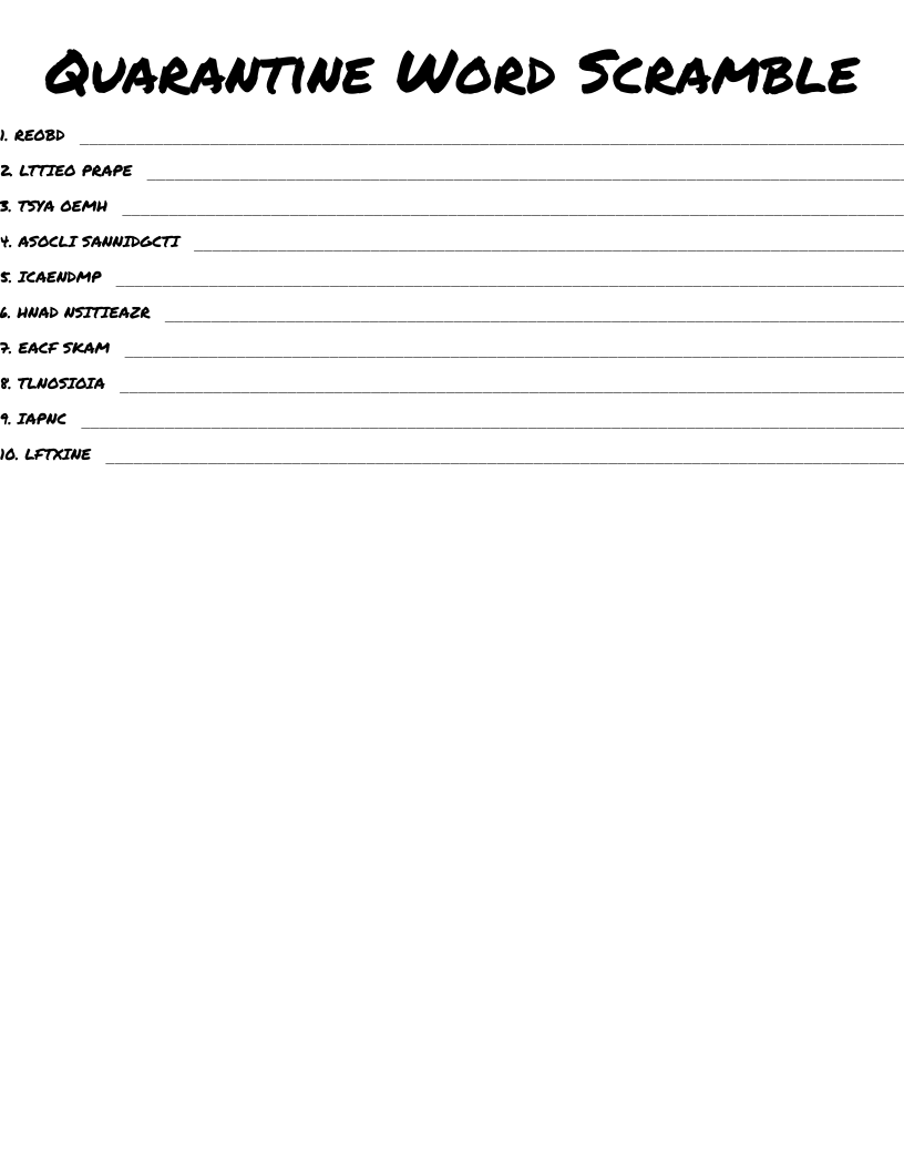 Quarantine Word Scramble