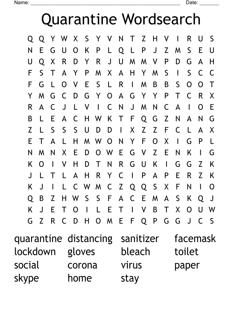 Quarantine Wordsearch