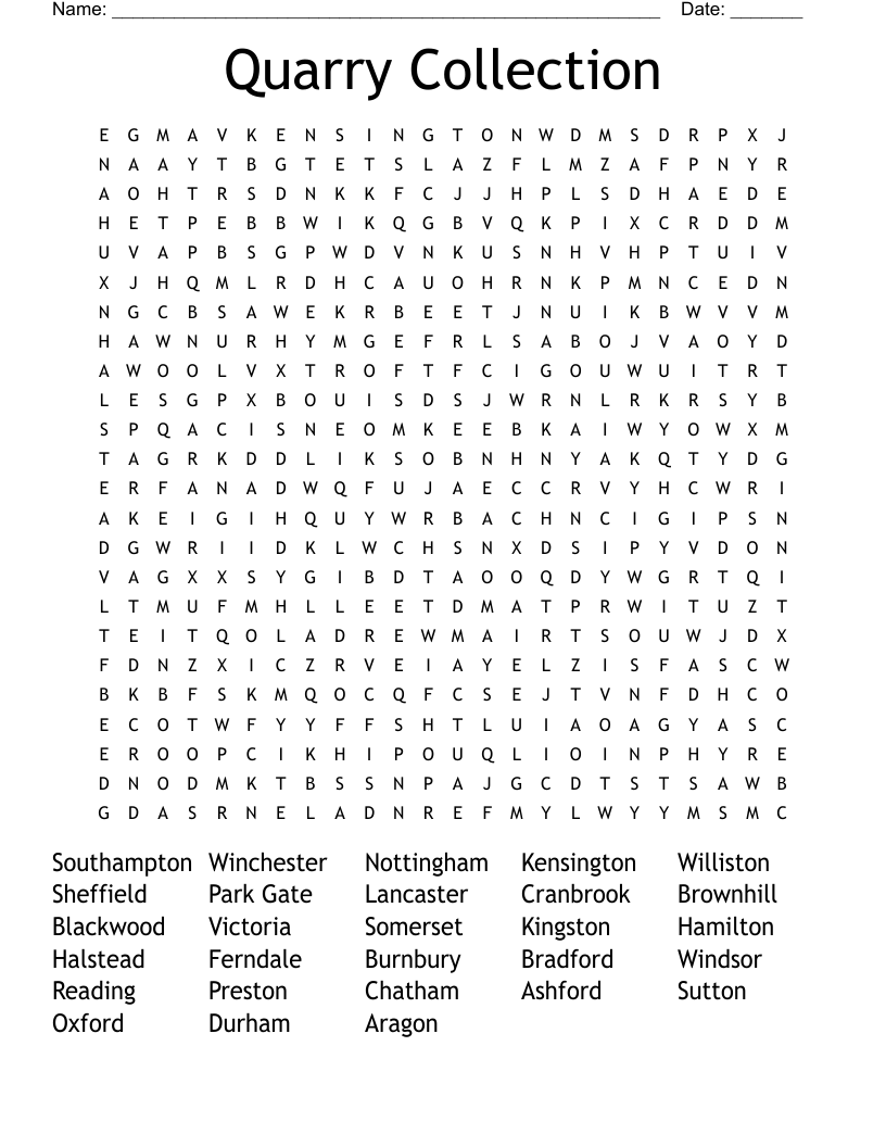 Quarry Collection Word Search
