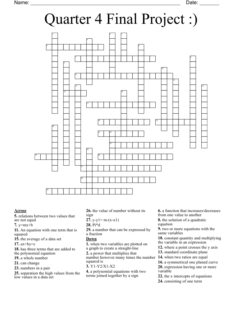 Quarter 4 Final Project :) Crossword