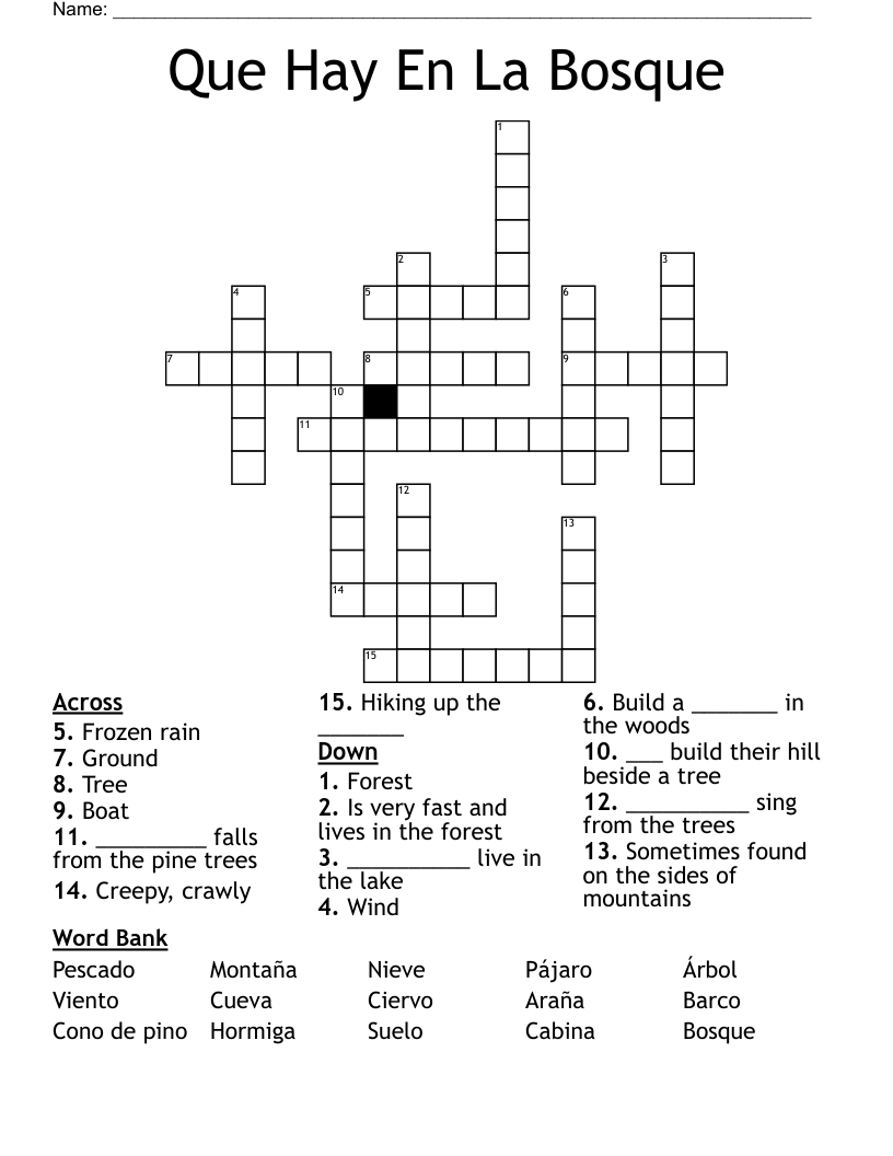 Que Hay En La Bosque  Crossword