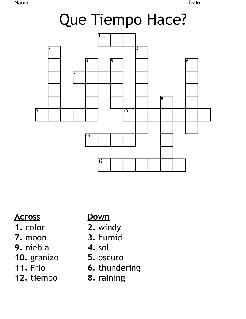 Que Tiempo Hace? Crossword