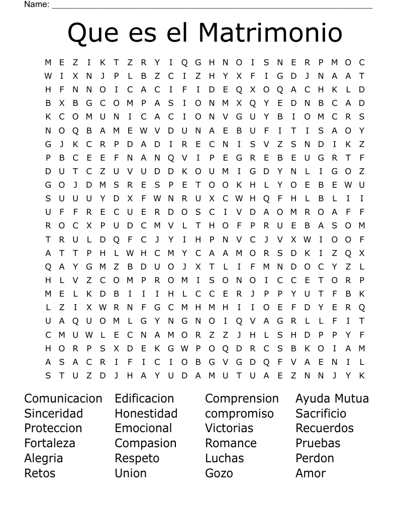 Que es el Matrimonio Word Search