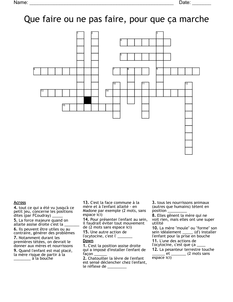 Que faire ou ne pas faire, pour que ça marche Crossword