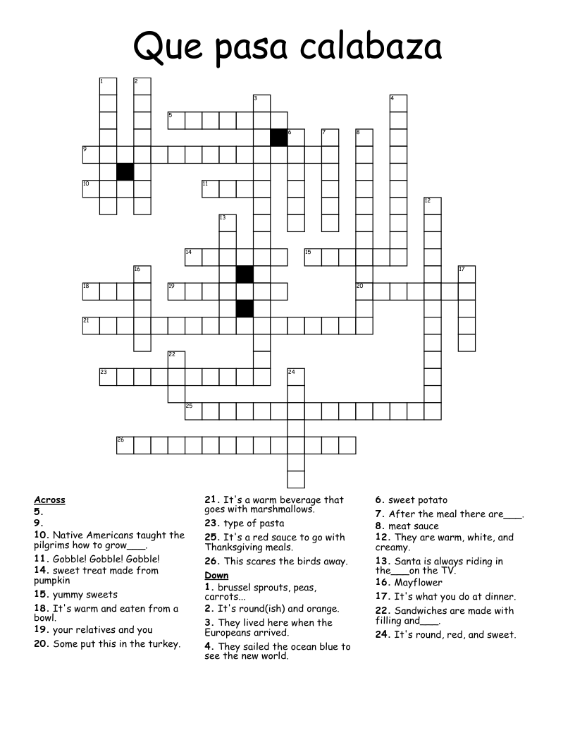 Que pasa calabaza Crossword