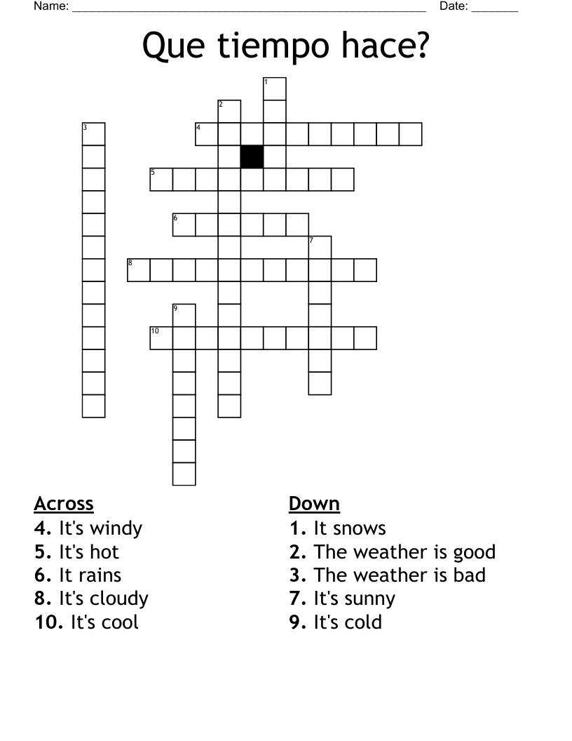 Que tiempo hace? Crossword