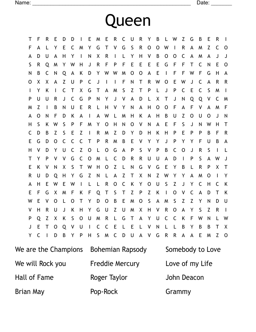 Queen Word Search