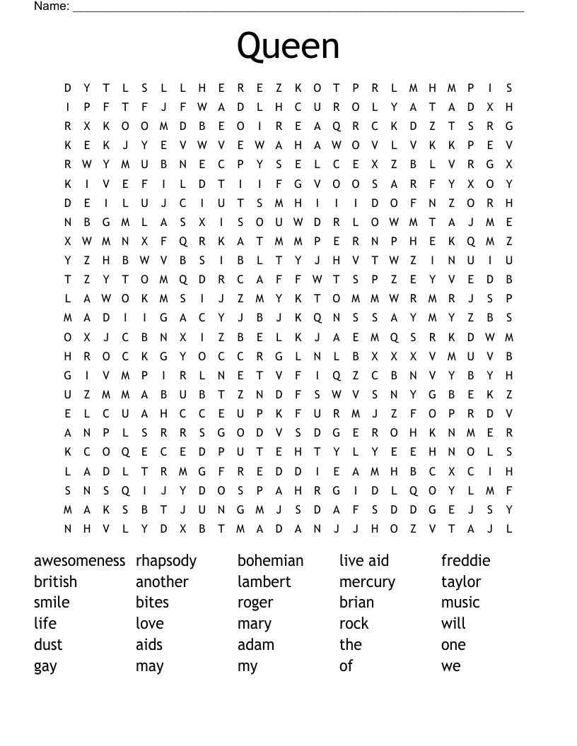 Queen Word Search