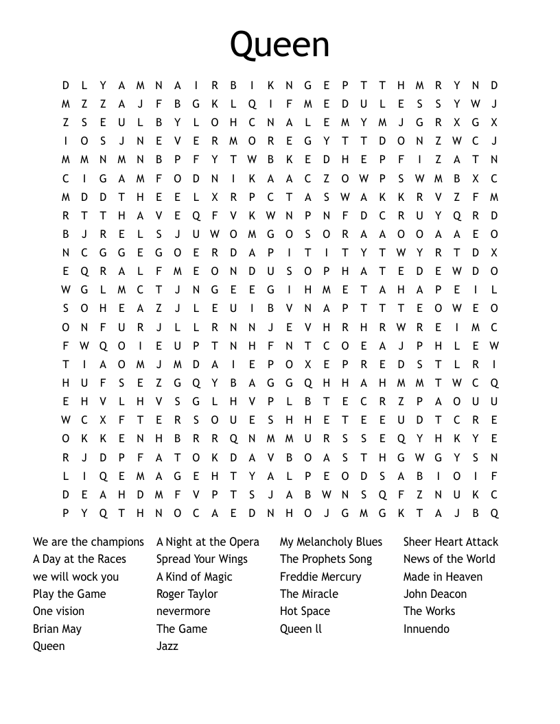 Queen Word Search