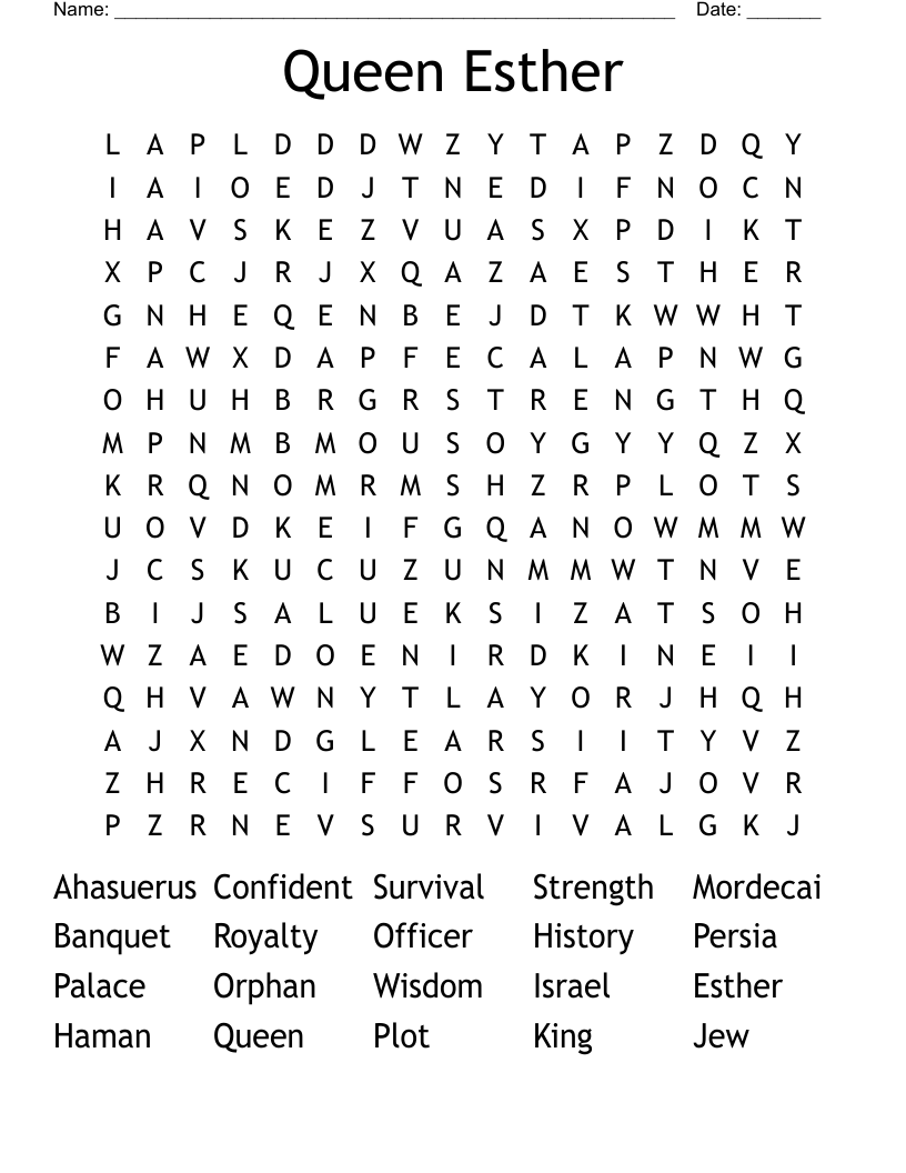 Queen Esther Word Search