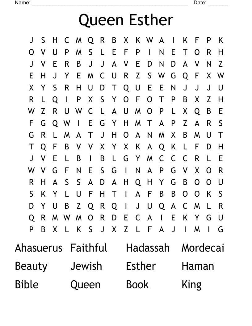 Queen Esther  Word Search