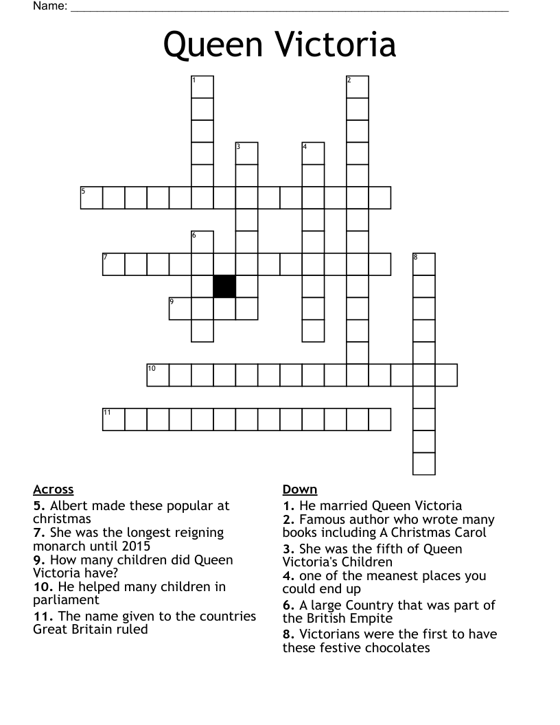 Queen Victoria Crossword