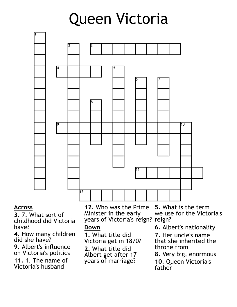 Queen Victoria  Crossword