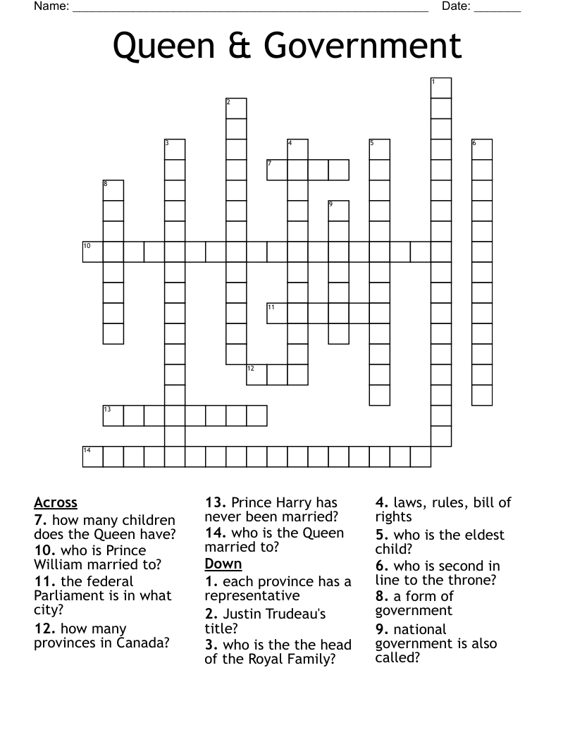 Queen & Government Crossword