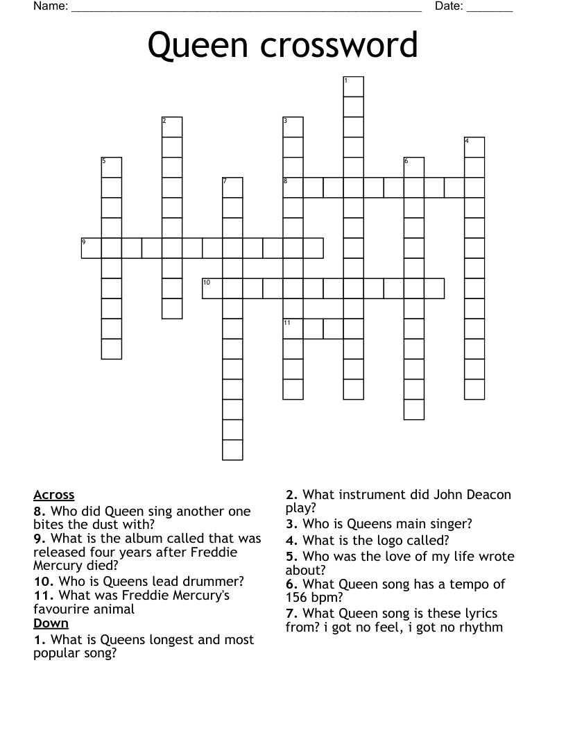 Queen crossword 
