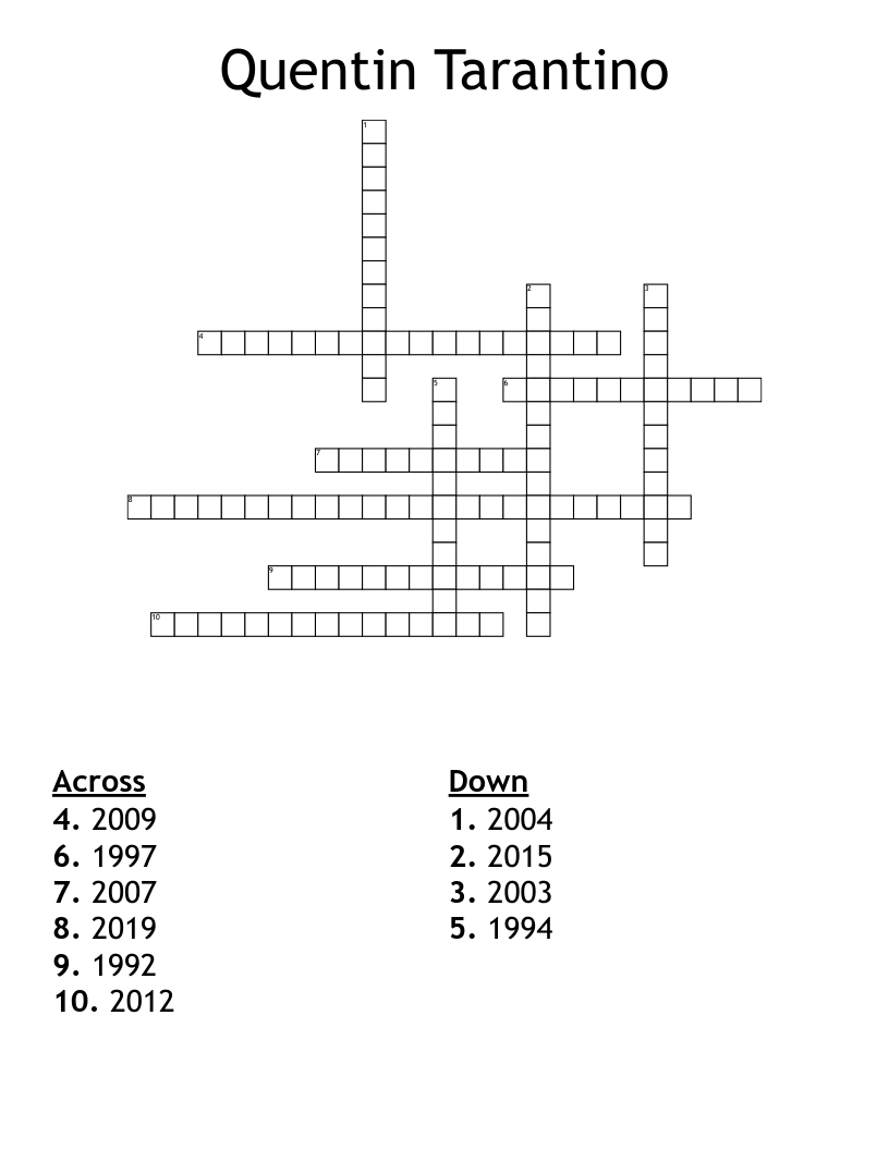 Quentin Tarantino Crossword