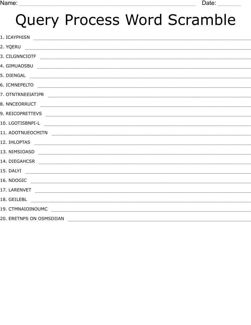 Query Process Word Scramble 