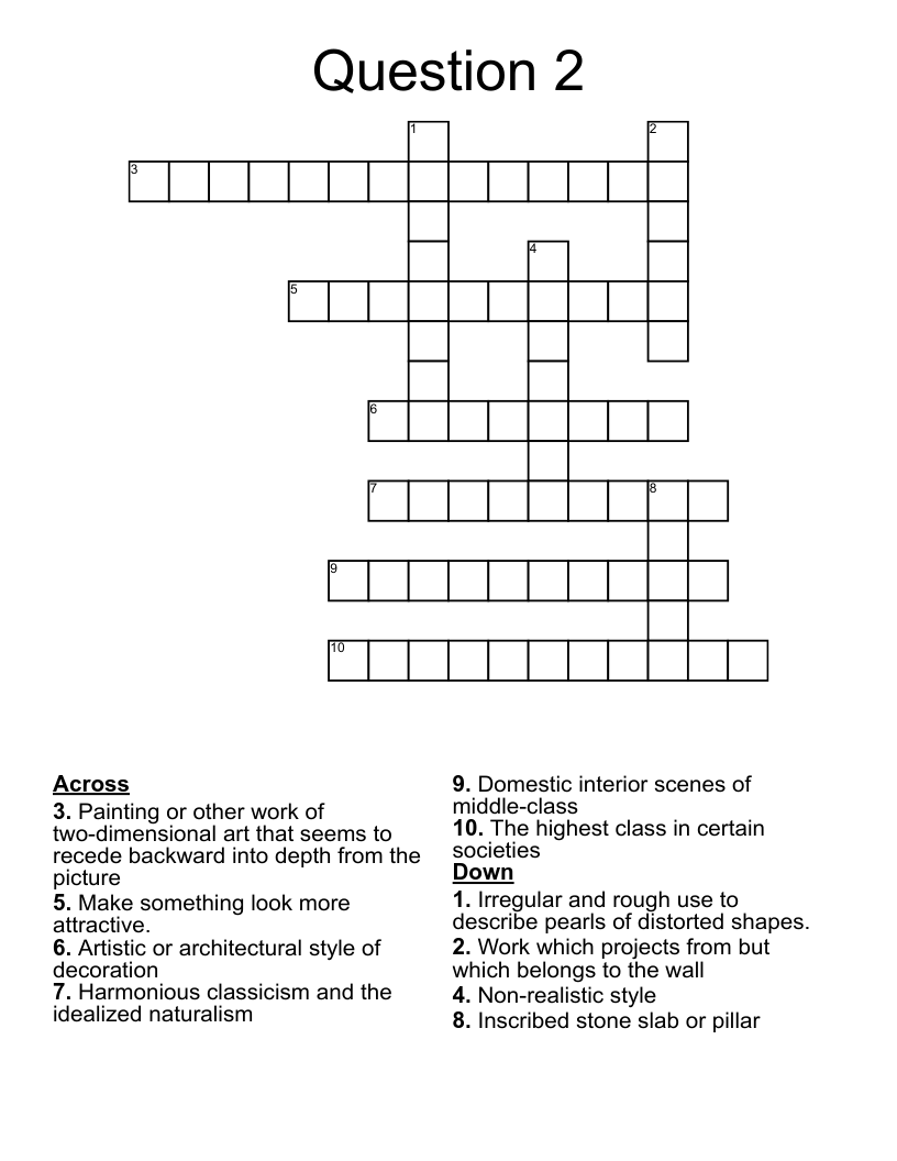 Question 2 Crossword