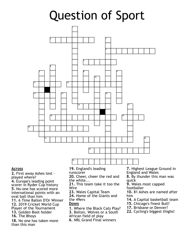 Question of Sport  Crossword