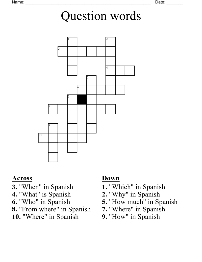 Question words Crossword