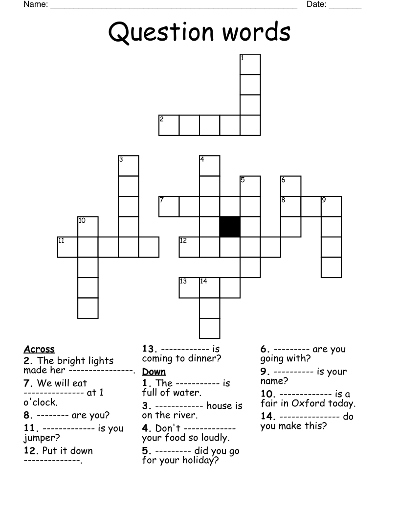 Question words Crossword