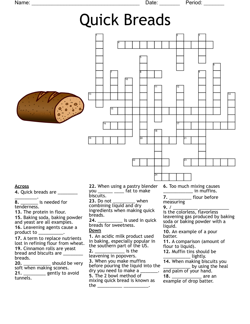 Quick Breads Crossword