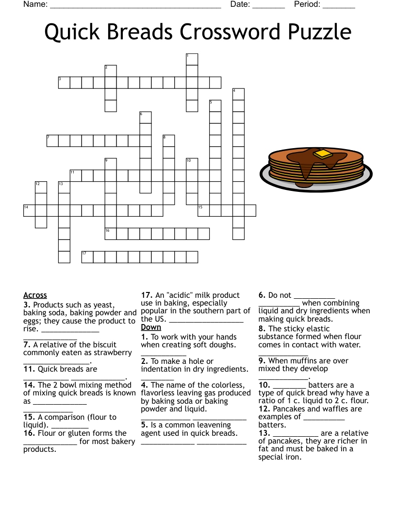 Quick Breads Crossword Puzzle 