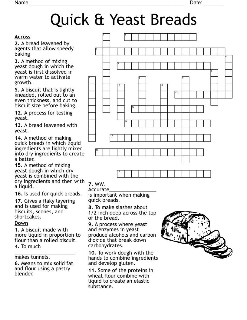 Quick & Yeast Breads Crossword
