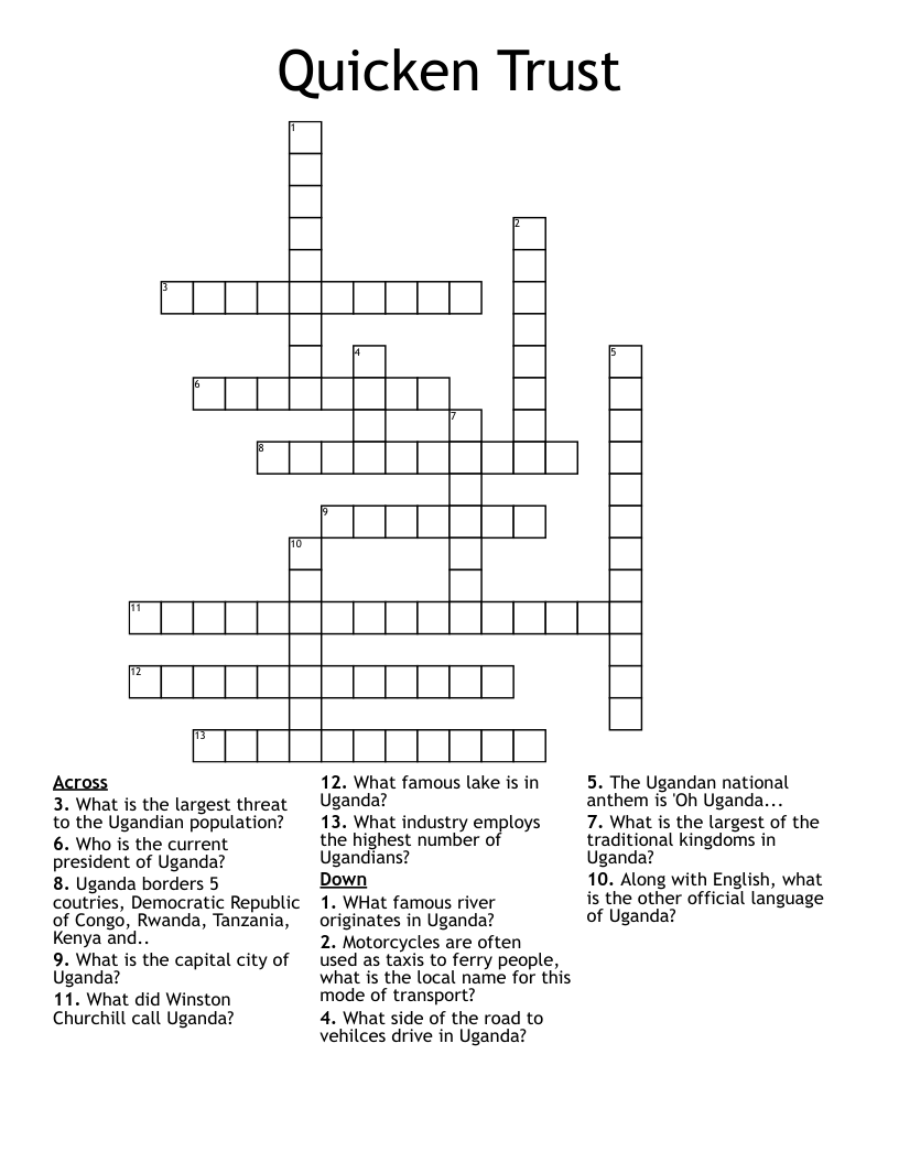 Quicken Trust Crossword
