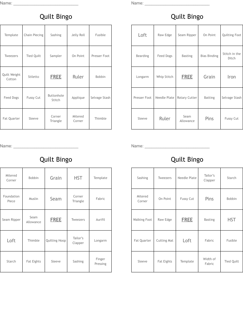 Quilt Bingo