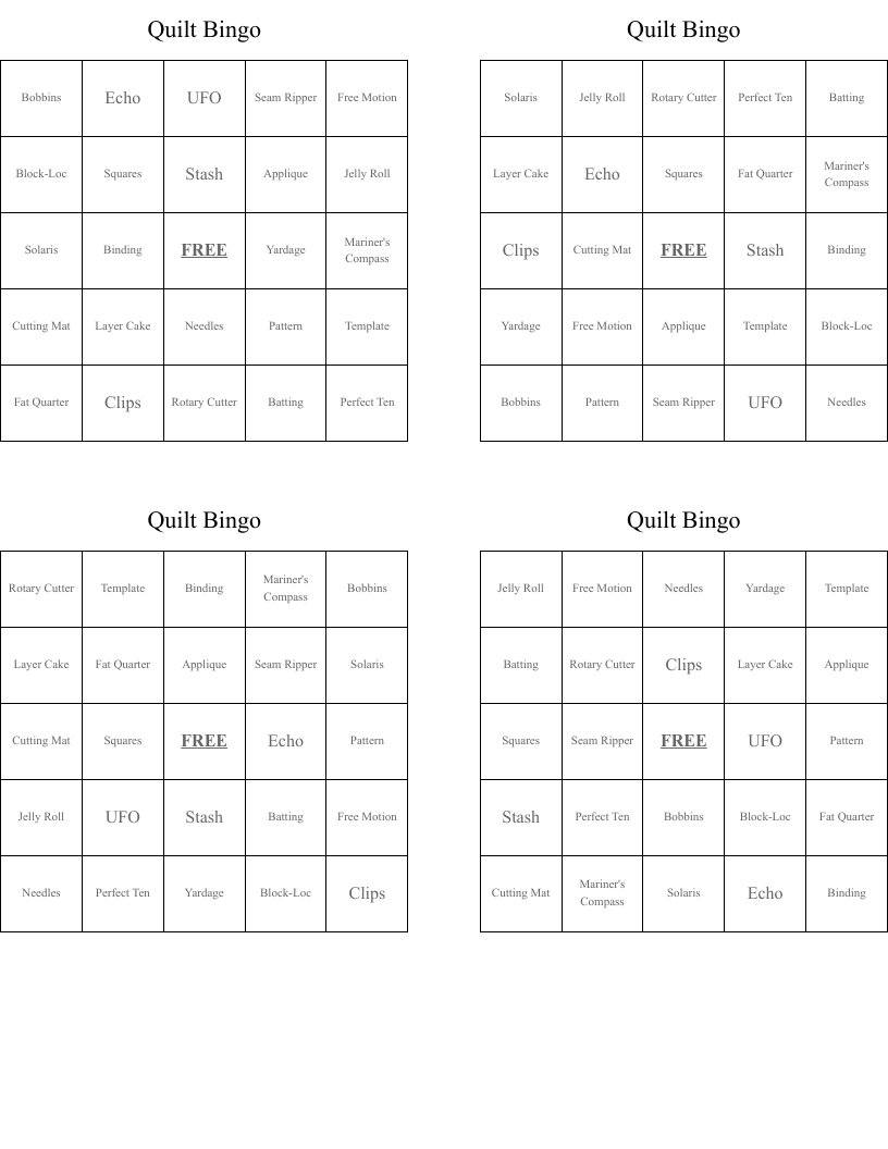 Quilt Bingo