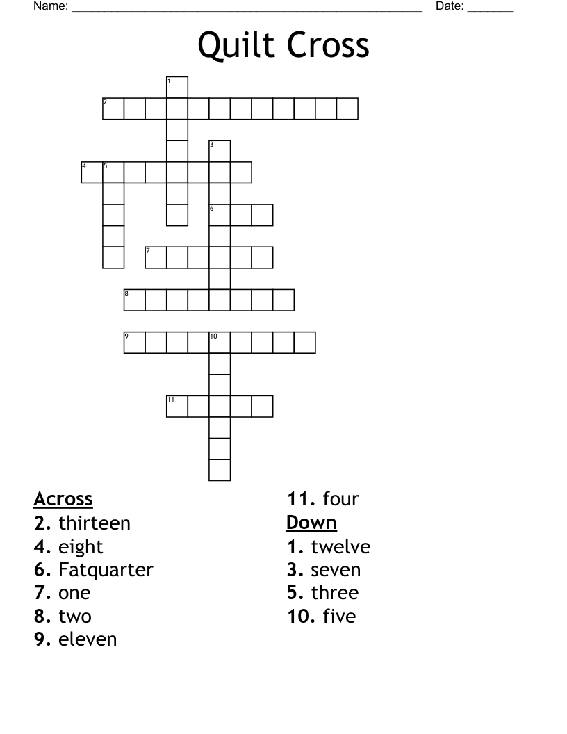 Quilt Cross Crossword