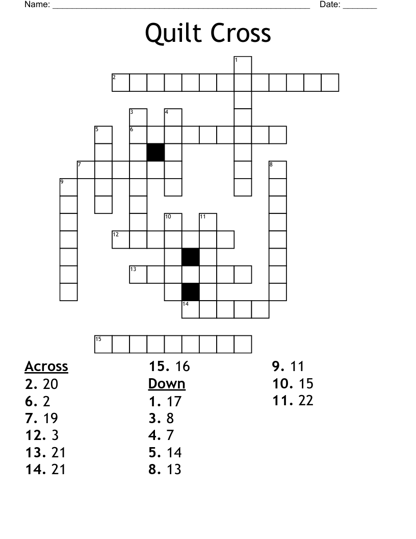 Quilt Cross Crossword