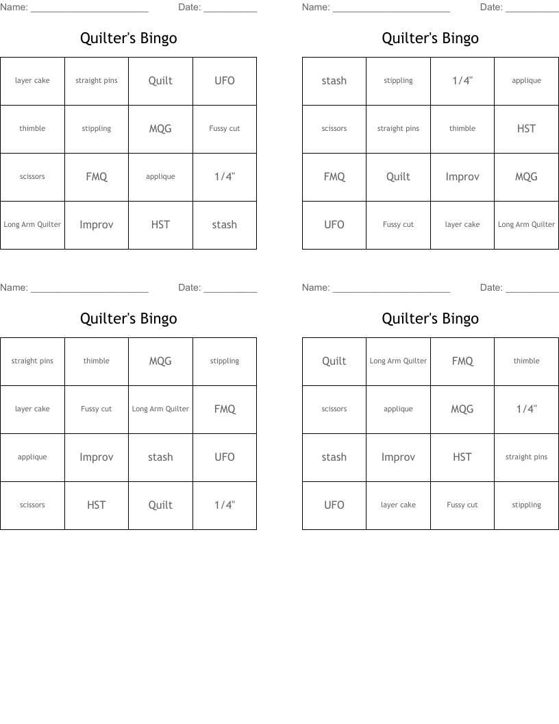 Quilter's Bingo