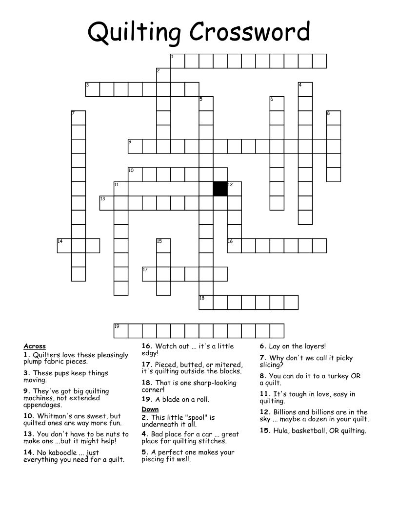 Quilting Crossword