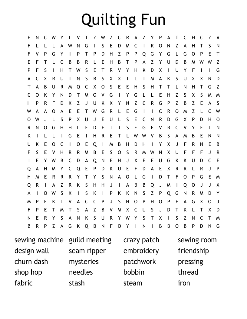 Quilting Fun Word Search